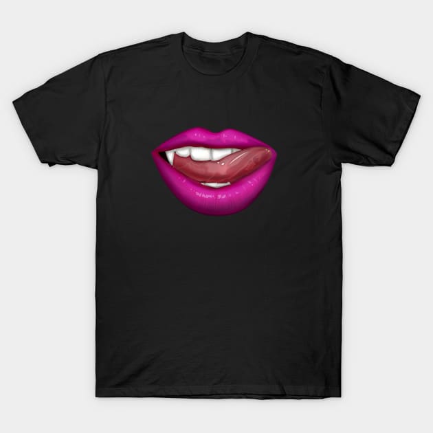 Vampire Lips - Pink T-Shirt by adamzworld